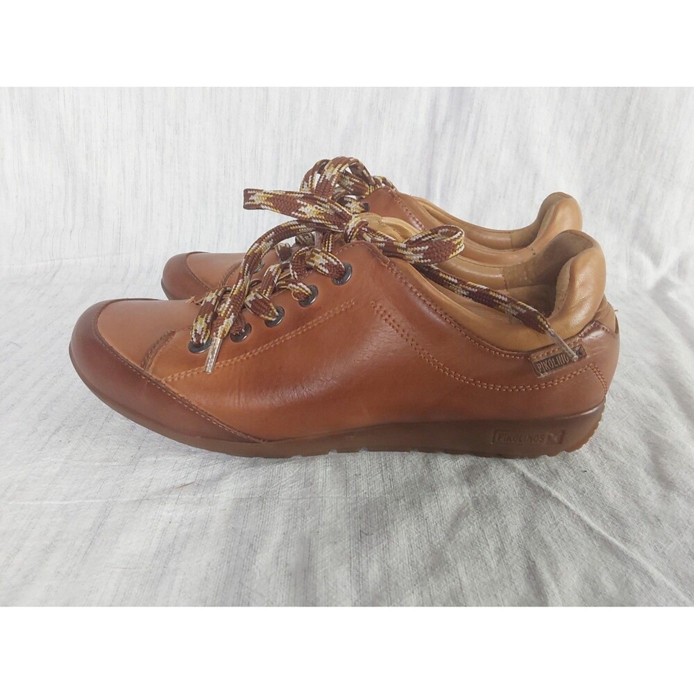 Pikolinos Womens Size EU 37 US 6.5 Brown Leather Lace Up Comfort Sneakers